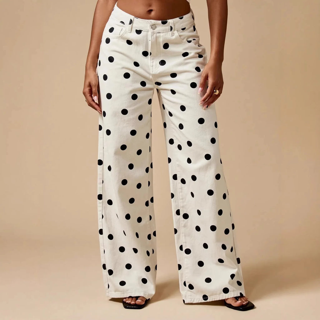 Jean Large à Pois Rétro