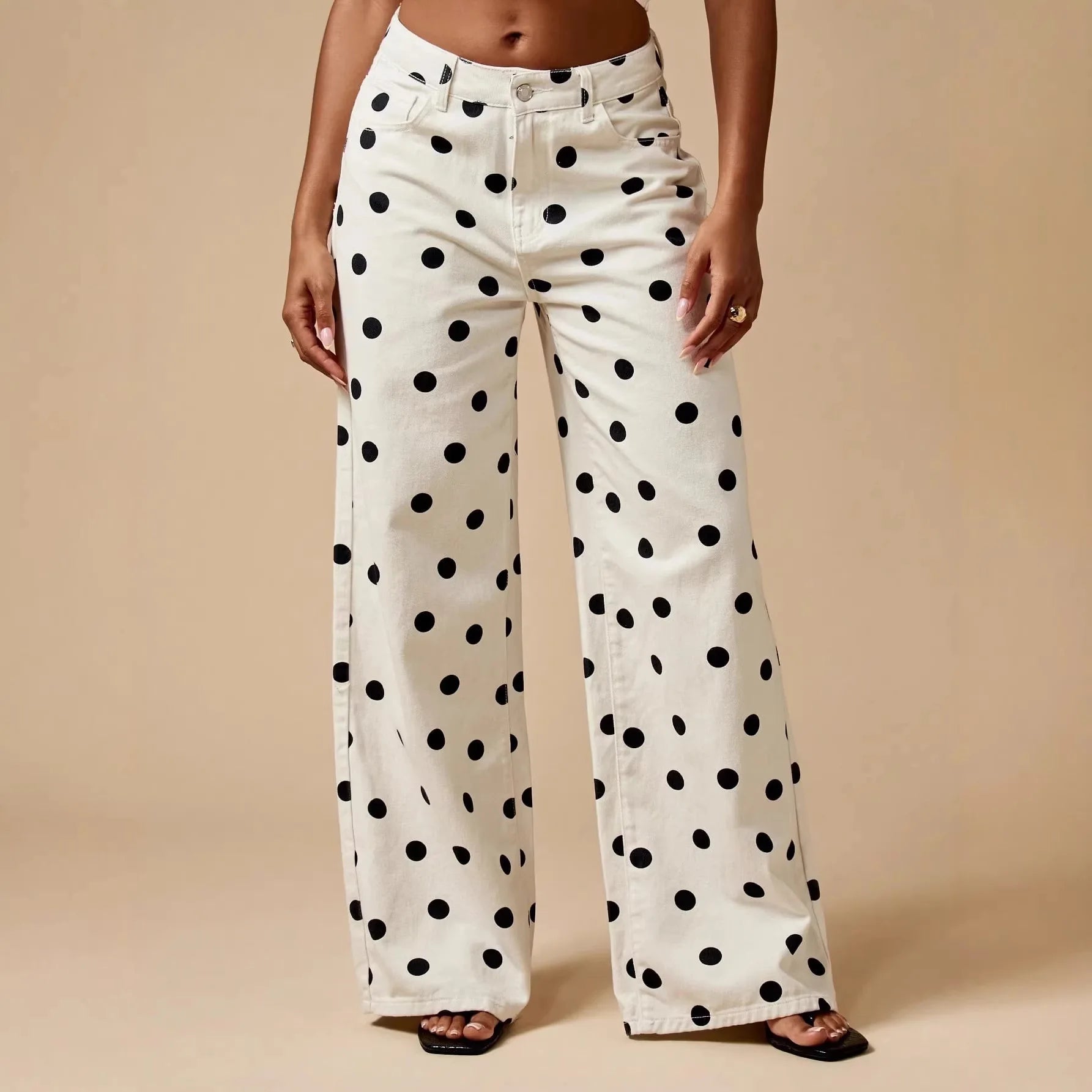 Jean Large à Pois Rétro